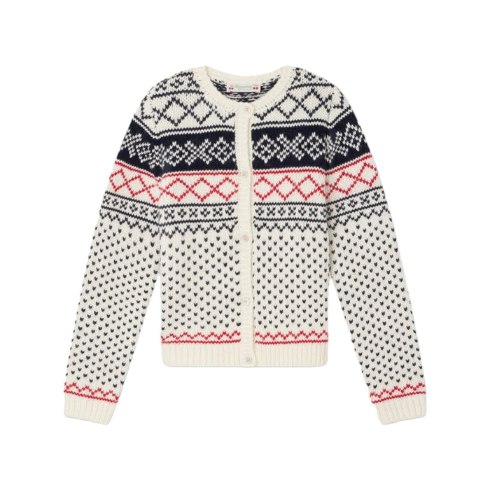 Intarsia Knit Wool Cardigan