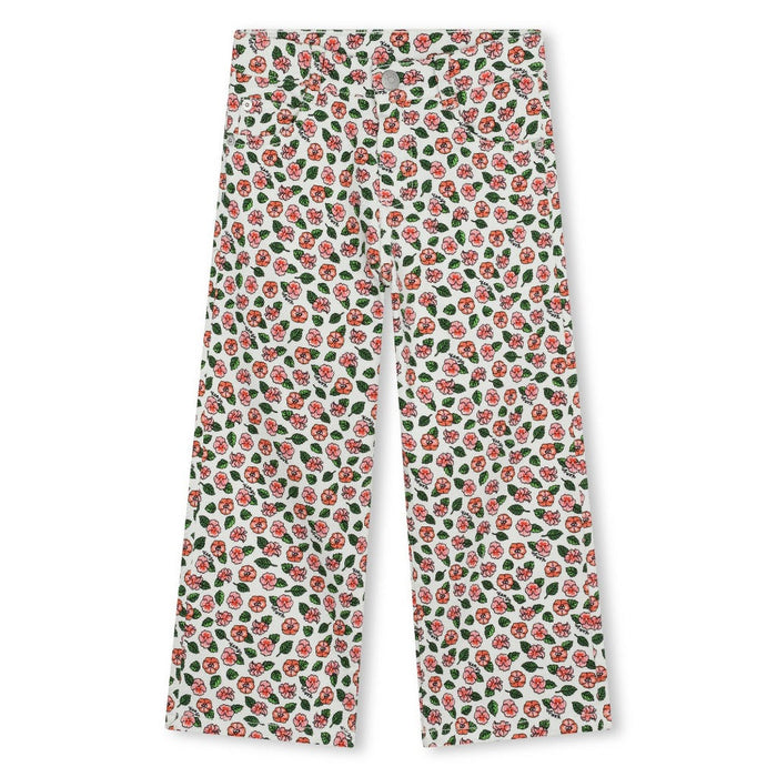 Floral Print Cotton Blend Trousers