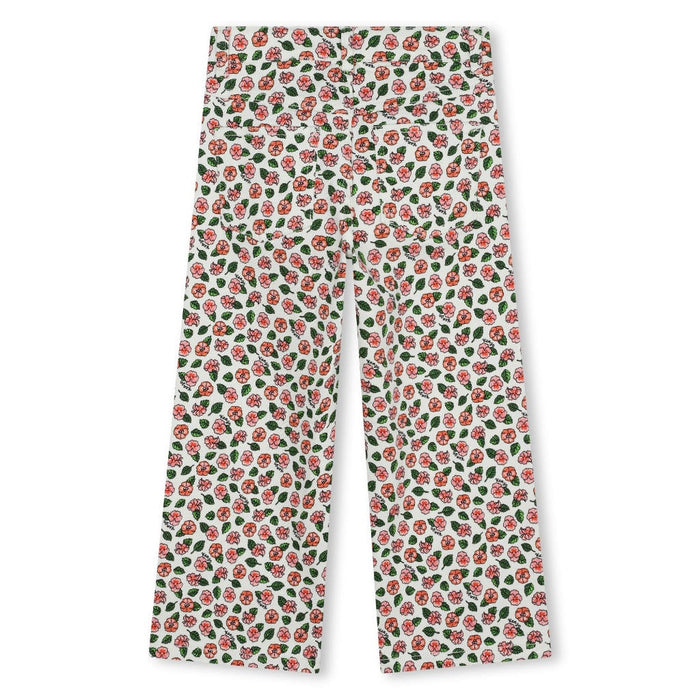 Floral Print Cotton Blend Trousers