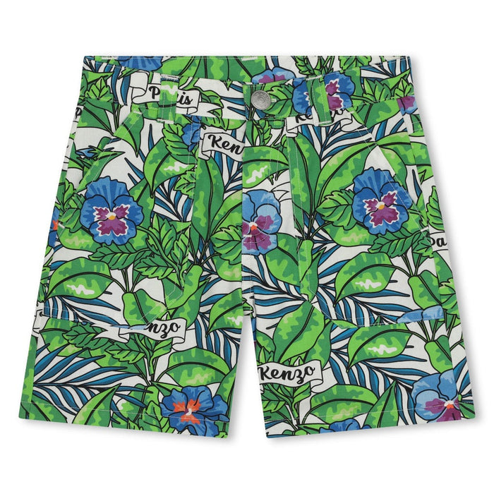 Floral Print Poplin Cotton Shorts