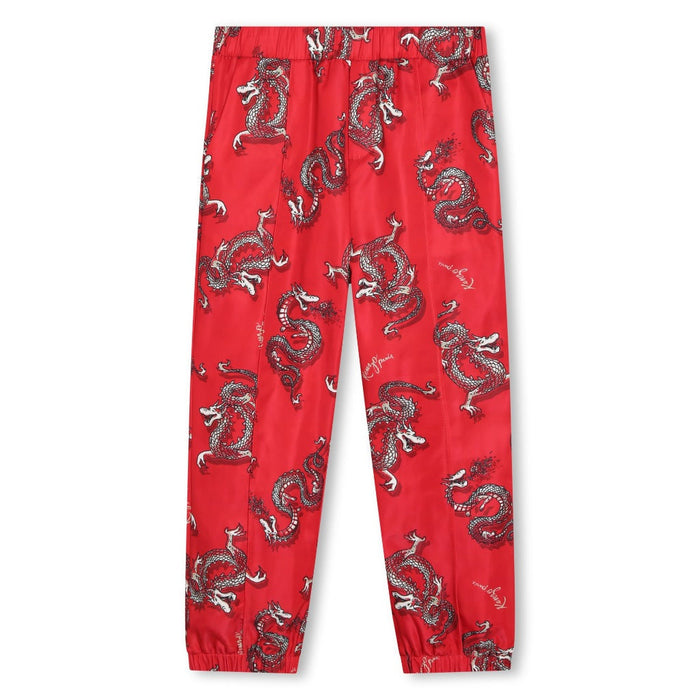 Dragon Print Straight Leg Trousers