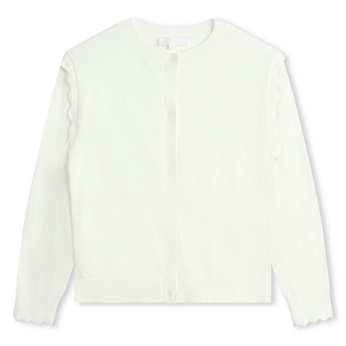 Scallop Trim Organic Cotton Cardigan