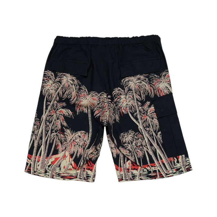 Palm Tree Print Cotton Shorts