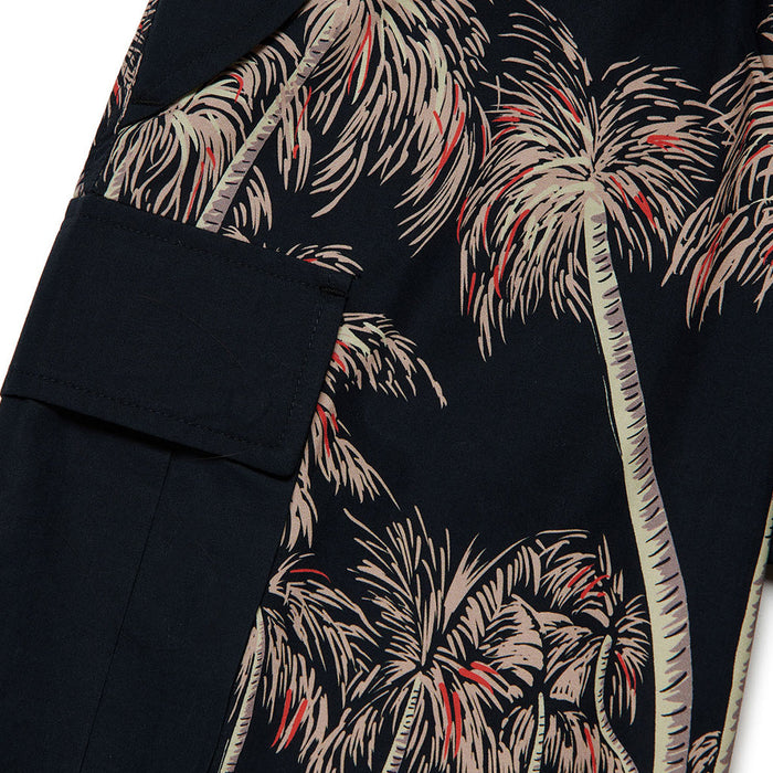 Palm Tree Print Cotton Shorts