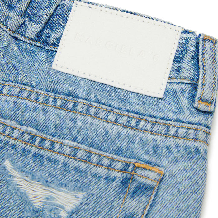 Ripped Detail Wide Leg Jeans