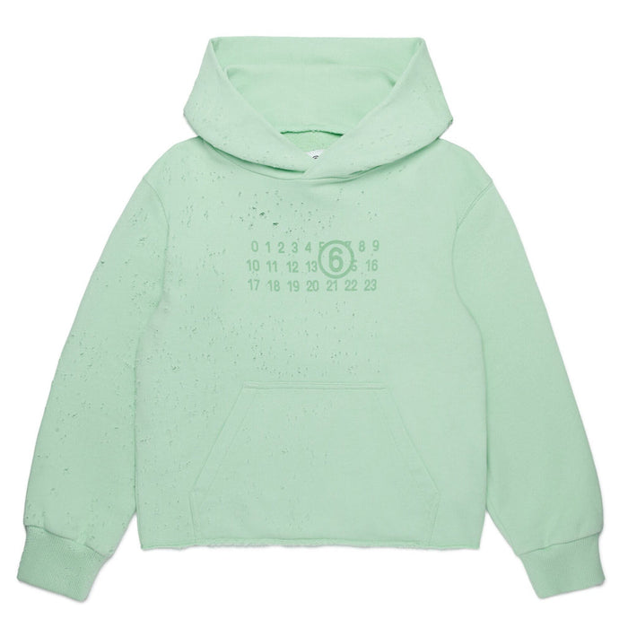 Numbers Motif Ripped Hoodie