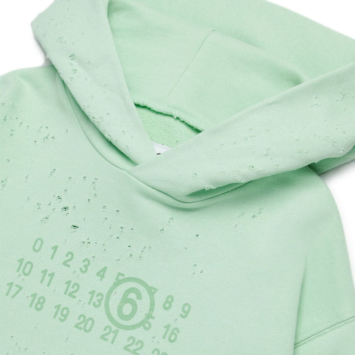 Numbers Motif Ripped Hoodie