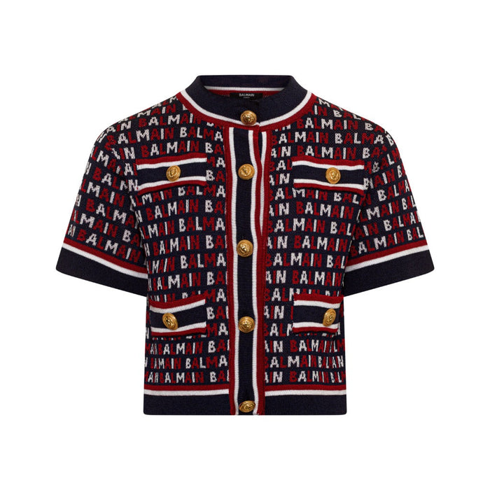 Logo Jacquard Short Sleeve Cardigan