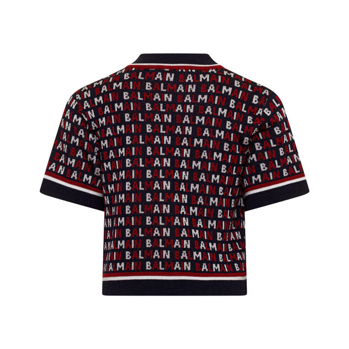 Logo Jacquard Short Sleeve Cardigan