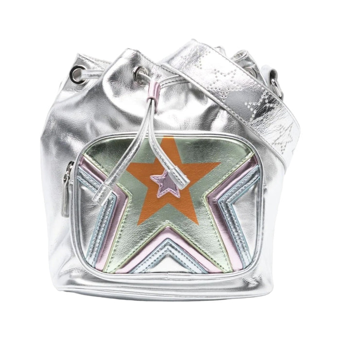 Star Print Metallic Bucket Bag