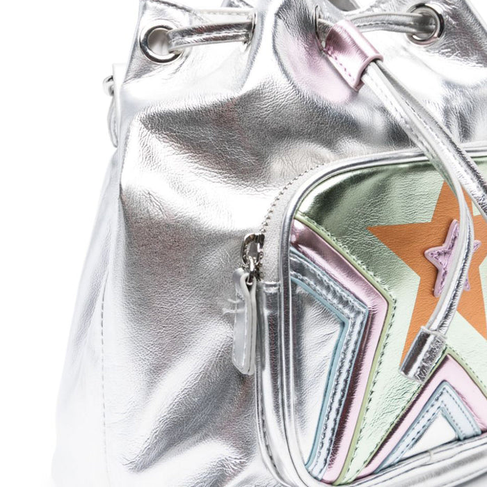 Star Print Metallic Bucket Bag