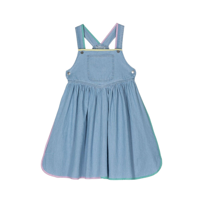 Contrasting Trim Cotton Dungaree Dress