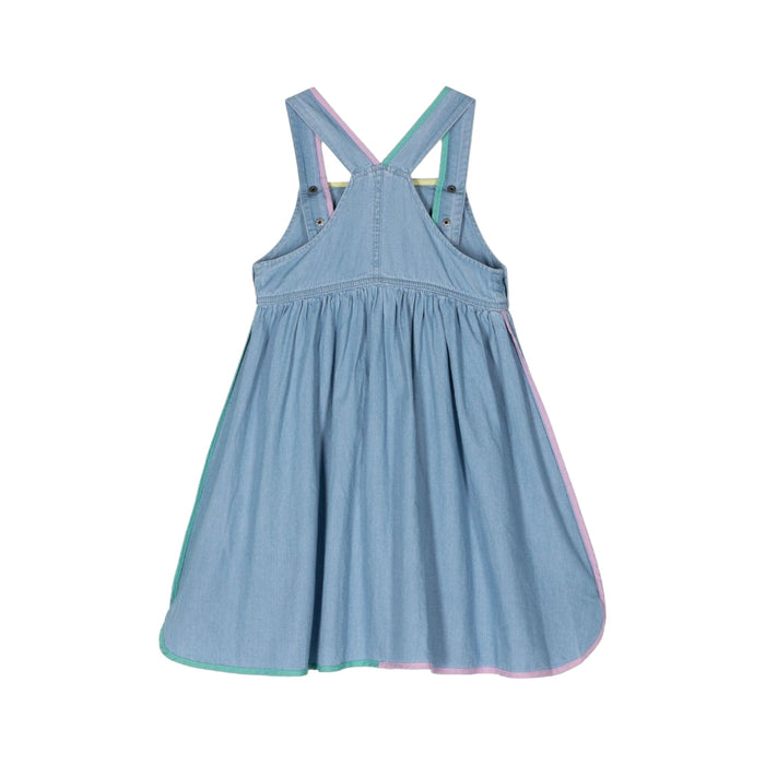 Contrasting Trim Cotton Dungaree Dress