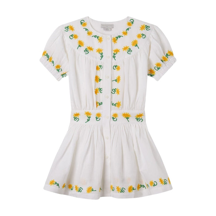 Sunflower Embroidered Shirt Dress