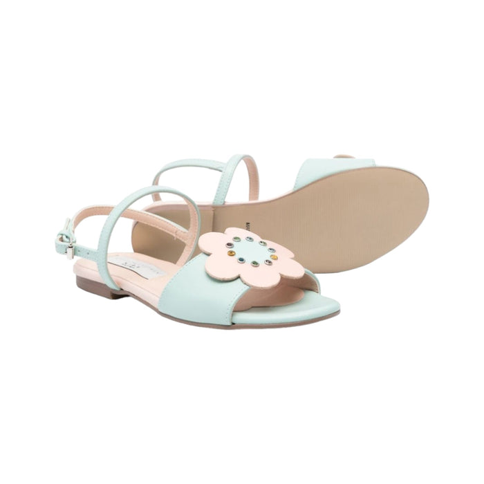 Floral Appliqué Faux Leather Sandals