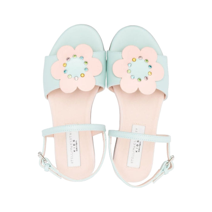 Floral Appliqué Faux Leather Sandals