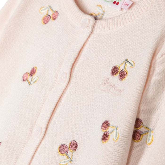 Cherry Embroidered Cotton Cardigan