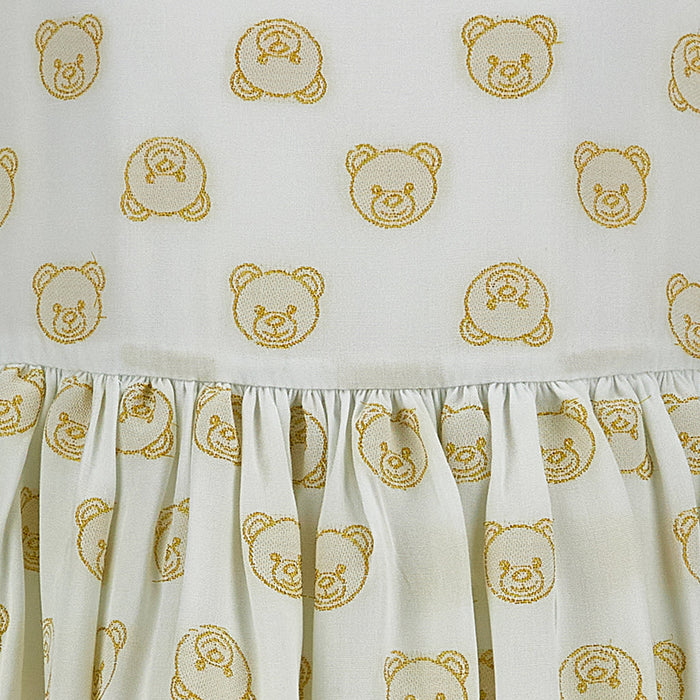 Teddy Bear Print Pleated Dress