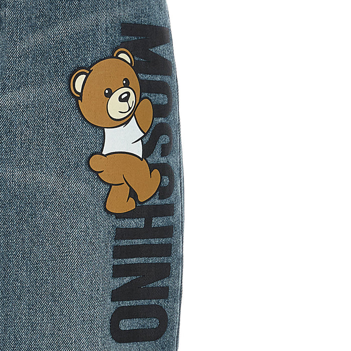 Teddy Bear Print Straight Leg Jeans