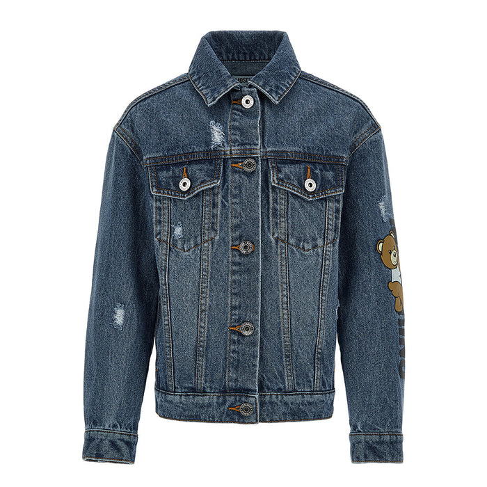 Teddy Bear Print Denim Jacket