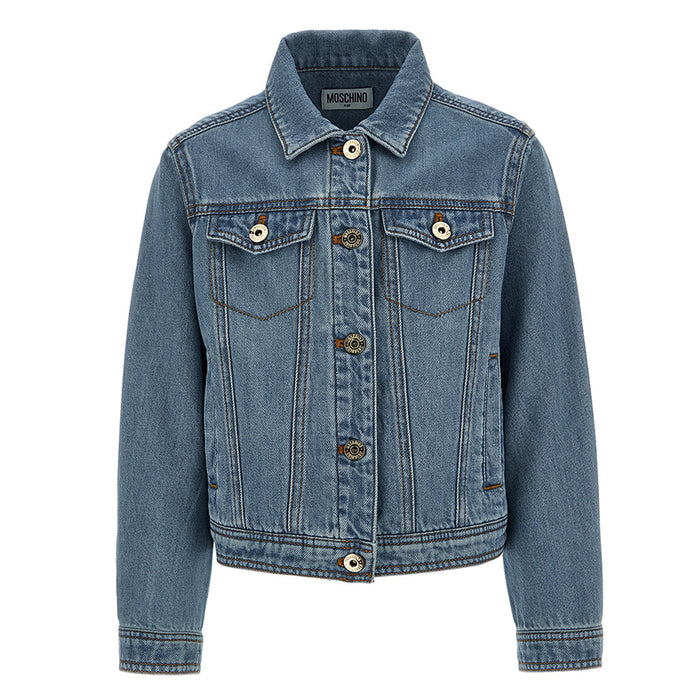 Teddy Bear Motif Denim Jacket