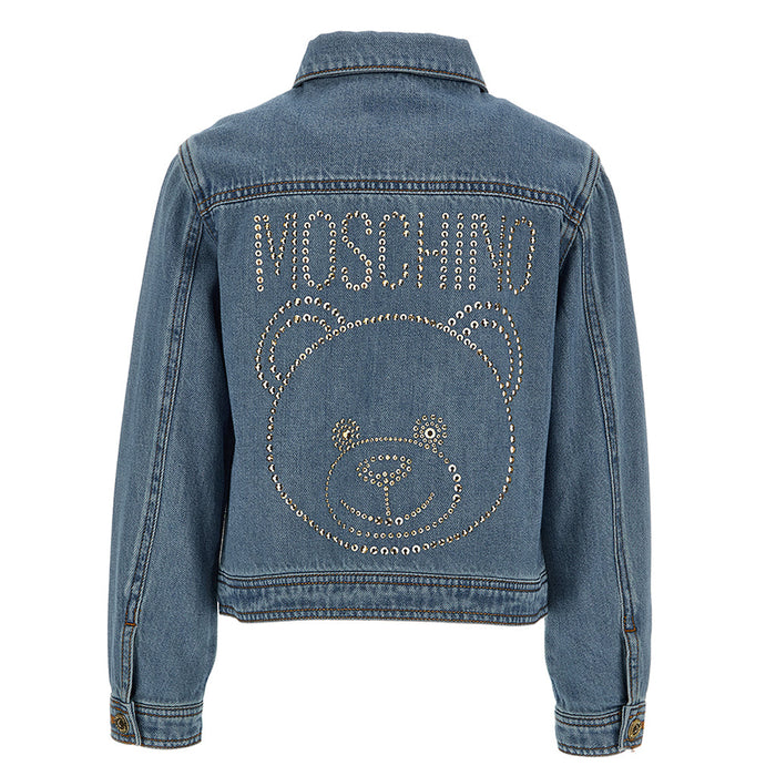 Teddy Bear Motif Denim Jacket