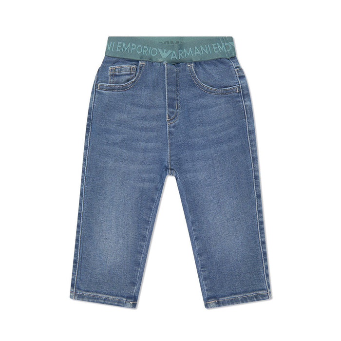 Logo Waistband Straight Leg Jeans