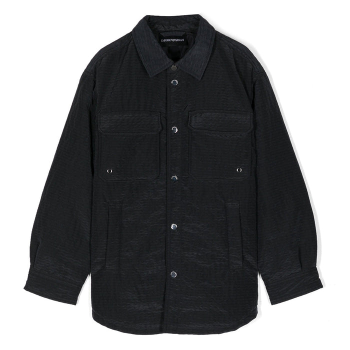 Panelled Seersucker Shirt Jacket