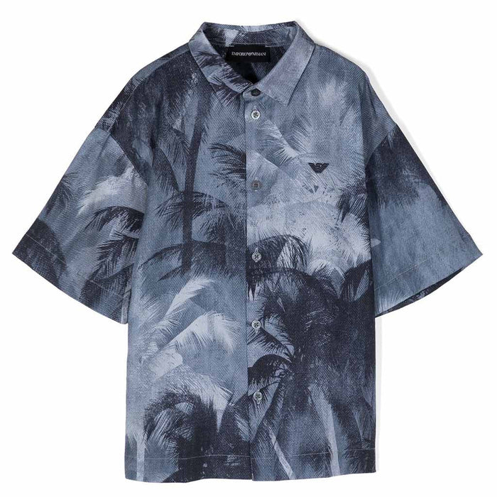 Palm Tree Print Cotton Shirt