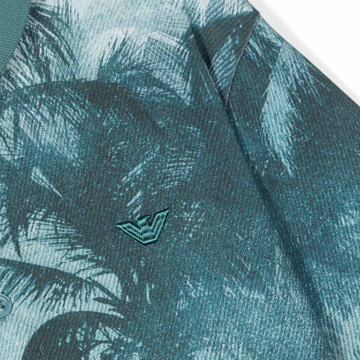 Palm Tree Print Cotton Polo Shirt