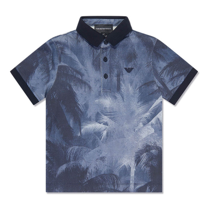 Palm Print Cotton Polo Shirt