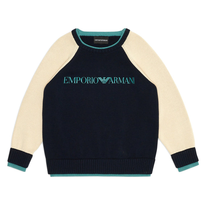 Logo Print Panelled Jumper