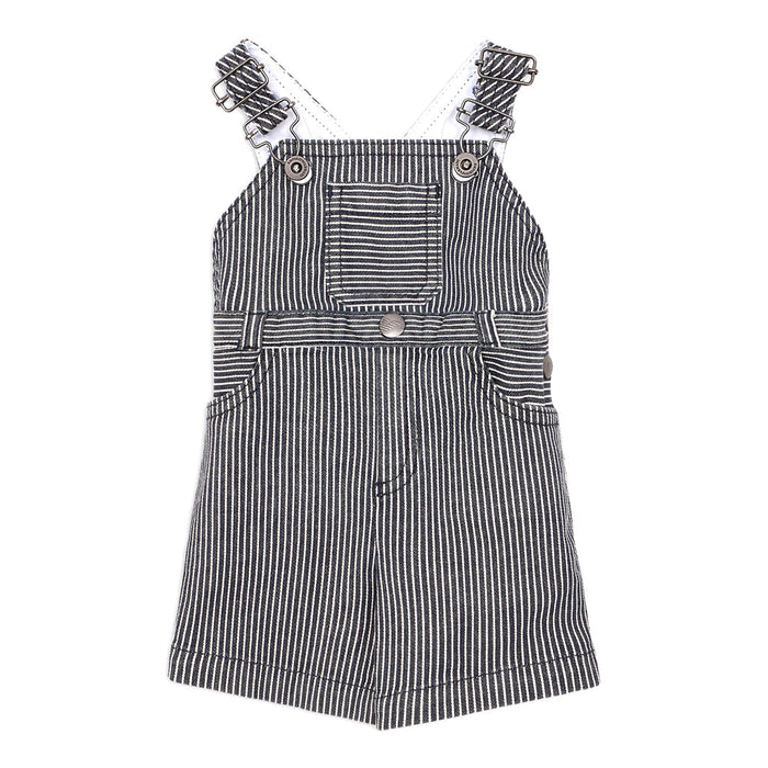 Logo Embroidered Striped Dungarees