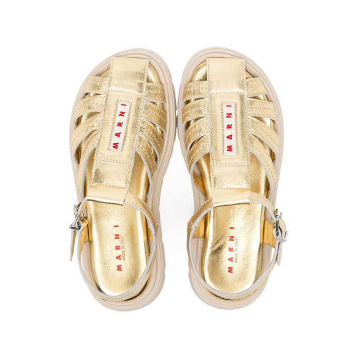 Logo Appliqué Caged Leather Sandals