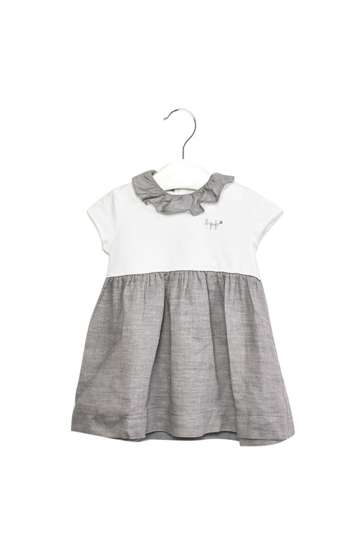 A Grey Short Sleeve Dresses from Il Gufo in size 6-12M for girl. (Front View)