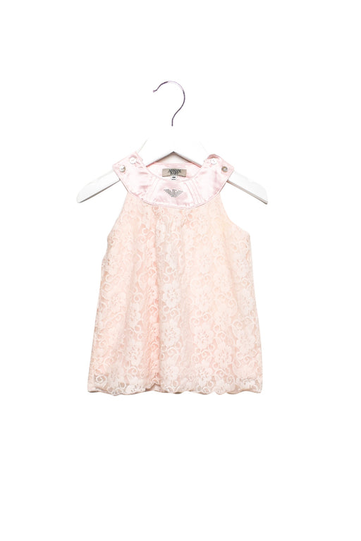 A Pink Sleeveless Dresses from Armani in size 3-6M for girl. (Front View)