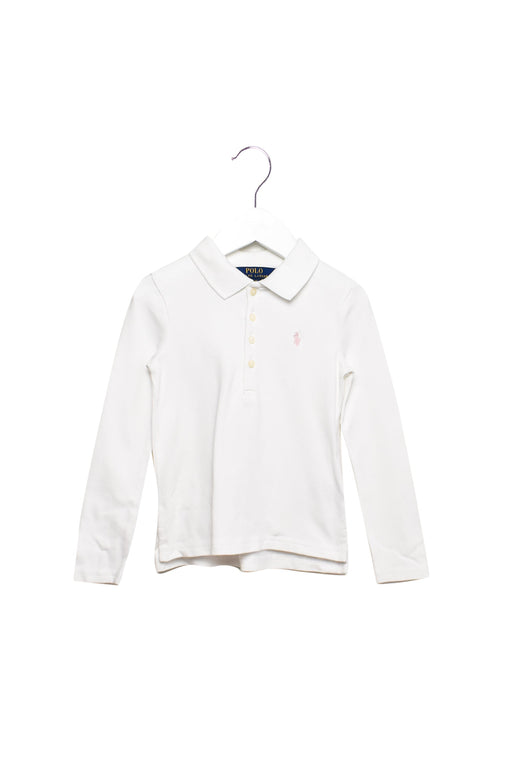 A White Long Sleeve Polos from Polo Ralph Lauren in size 4T for girl. (Front View)