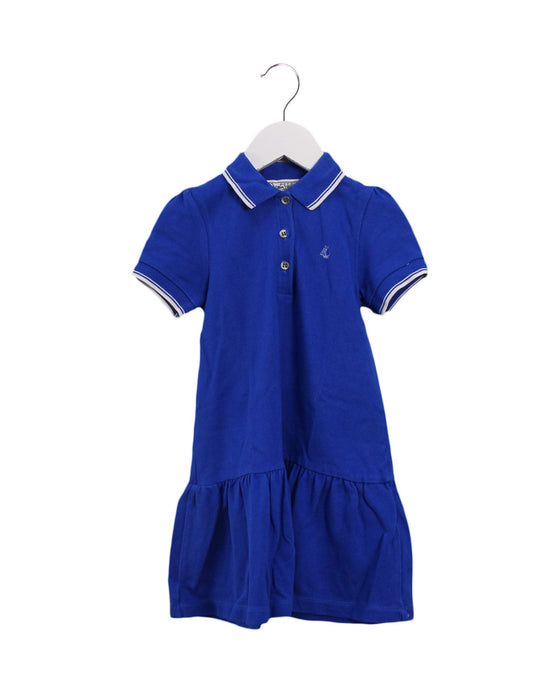 A Blue Short Sleeve Dresses from Petit Bateau in size 4T for girl. (Front View)