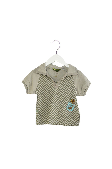 A Grey Short Sleeve Tops from Le Petit Pois in size 12-18M for girl. (Front View)