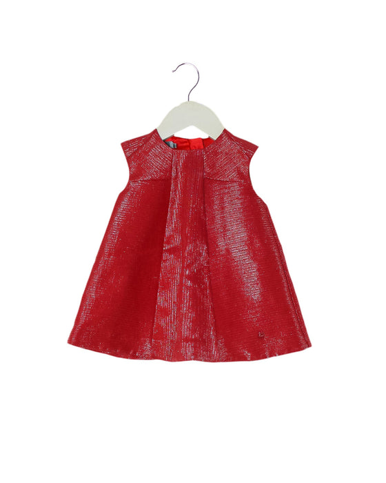 A Red Sleeveless Dresses from Dior in size 3-6M for girl. (Front View)