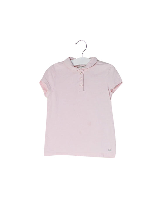 A Pink Short Sleeve Tops from Cyrillus in size 4T for girl. (Front View)