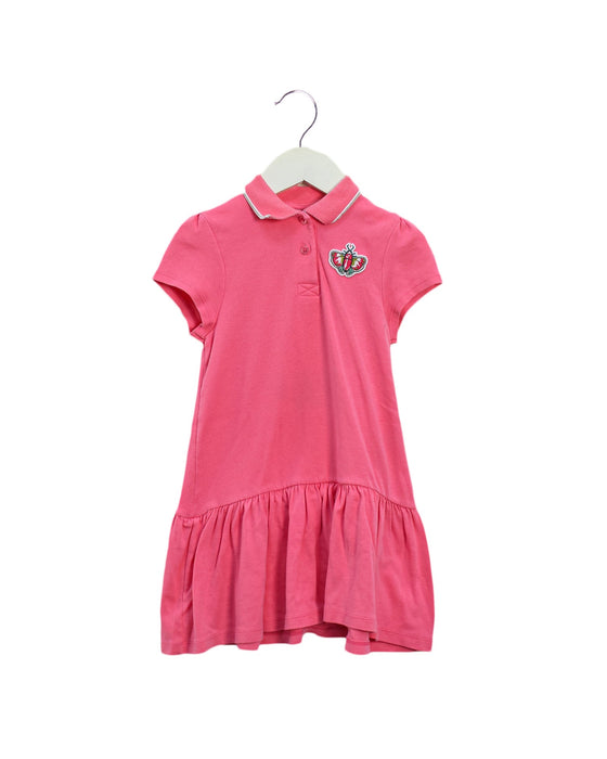 A Pink Short Sleeve Dresses from Petit Bateau in size 4T for girl. (Front View)