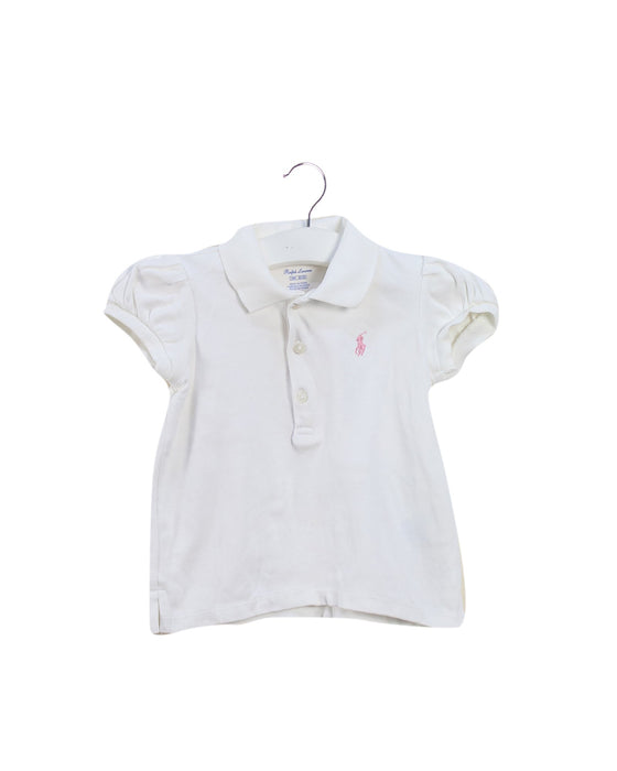 A White Short Sleeve Polos from Ralph Lauren in size 12-18M for girl. (Front View)