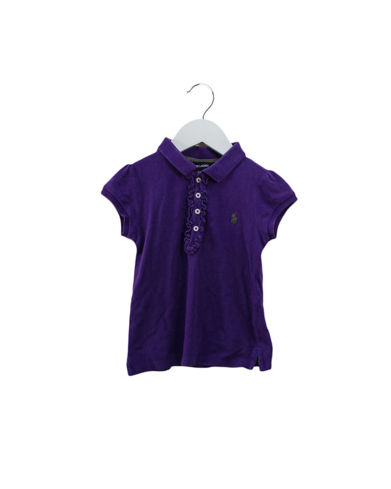 A Purple Short Sleeve Polos from Ralph Lauren in size 4T for girl. (Front View)