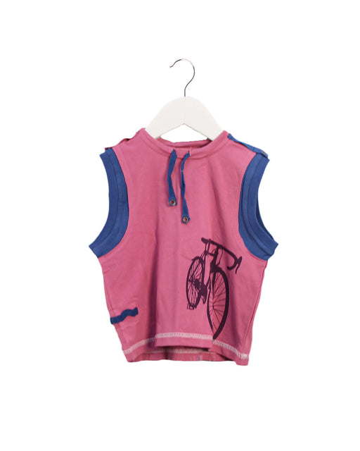 A Pink Sleeveless Tops from Le Petit Pois in size 12-18M for girl. (Front View)