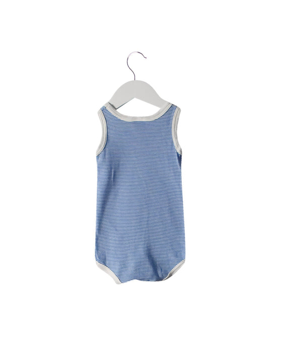 A Blue Sleeveless Bodysuits from Petit Bateau in size 6-12M for neutral. (Back View)