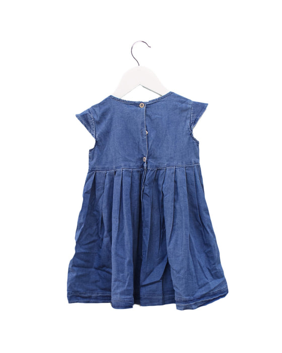 A Blue Sleeveless Dresses from Il Gufo in size 2T for girl. (Back View)