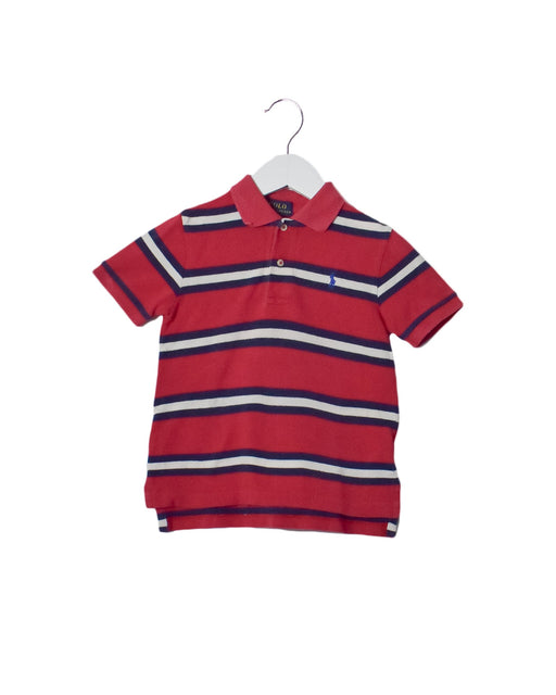 A Red Short Sleeve Polos from Polo Ralph Lauren in size 3T for boy. (Front View)