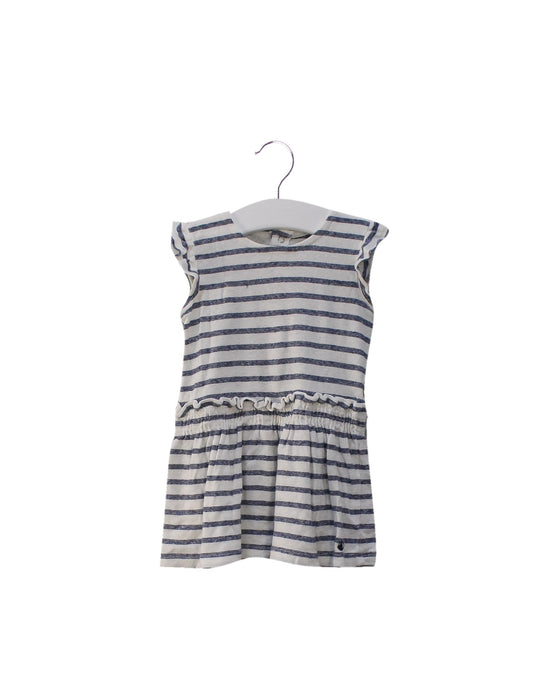 A Blue Sleeveless Dresses from Petit Bateau in size 6-12M for girl. (Front View)