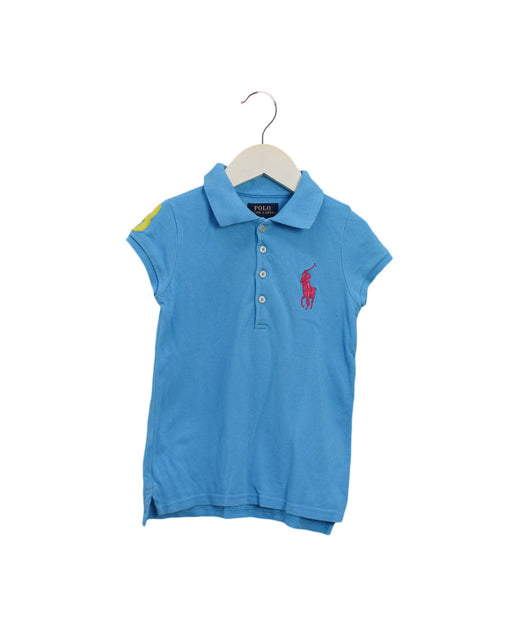 A Blue Short Sleeve Polos from Polo Ralph Lauren in size 6T for girl. (Front View)